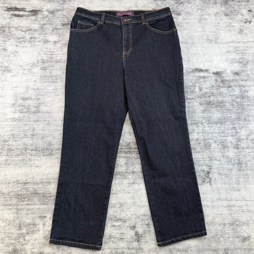 Gloria Vanderbilt Amanda High Rise Tapered Jeans Womens 12 Short‎ Dark Wash